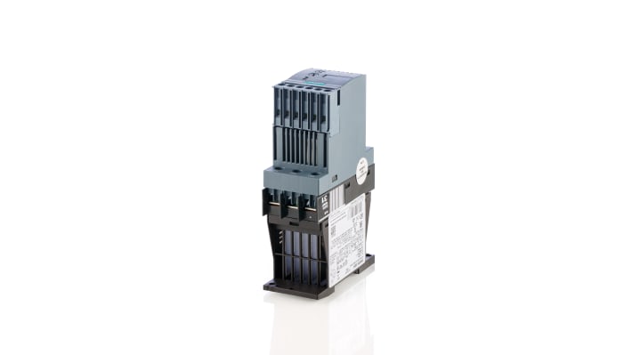 Avviatore soft-start trifase Siemens 3RW3018-1BB14, potenza 7,5 kW, montaggio su guida DIN, dimensioni 151x45x95 mm.