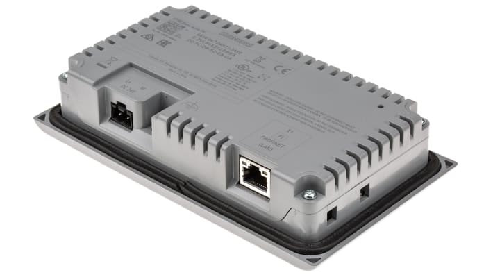 Pannello HMI Siemens 6AV6647-0AH11-3AX1, 3" FSTN, risoluzione 240x80, IP65, interfaccia PROFINET, dimensioni 97x165x30 mm.