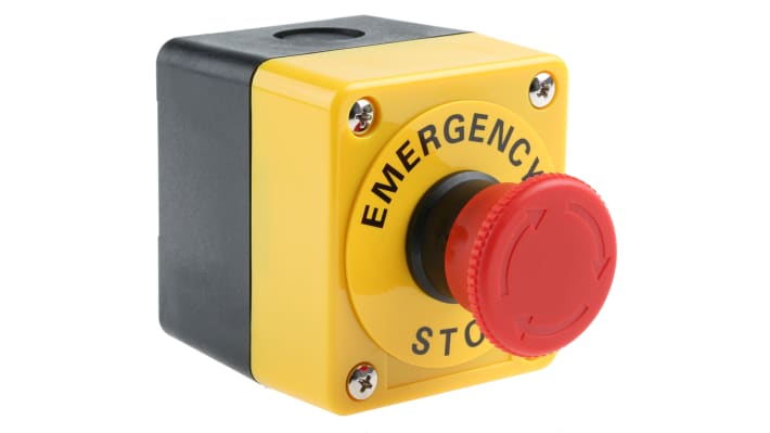 Pulsante di arresto di emergenza Omron A22E-M-11B, rotondo, montaggio a pannello, grado di protezione IP65, colore rosso.