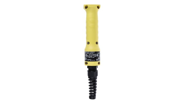 Interruttore di abilitazione di sicurezza Omron A4EG-C000041, 3 posizioni, IP66, 125VAC, dimensioni 262x48x60mm.