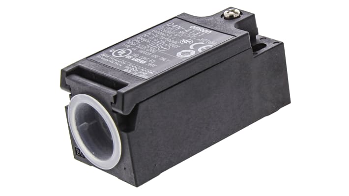 Interruttore di fine corsa Omron D4N-4131, attuatore stantuffo, configurazione DPST, dimensioni 64x31.5x31 mm, contatti in oro.