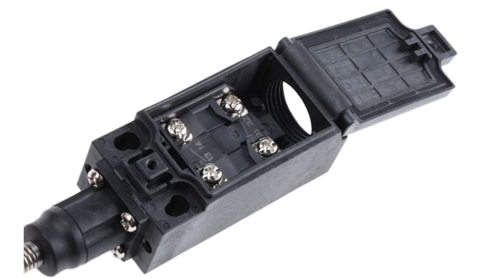 Omron D4N-4180, interruttore di fine corsa miniaturizzato con attuatore a molla, dimensioni 64mm x 31mm x 31.5mm, configurazione DPST.
