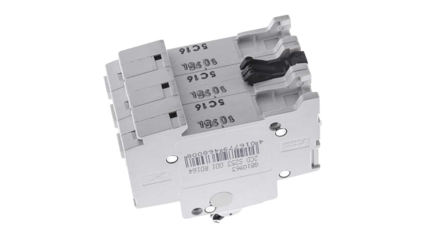 Interruttore magnetotermico ABB S203-C16, tripolare, 16A, 400V, 6 kA, dimensioni 88mm x 52.5mm x 69mm.