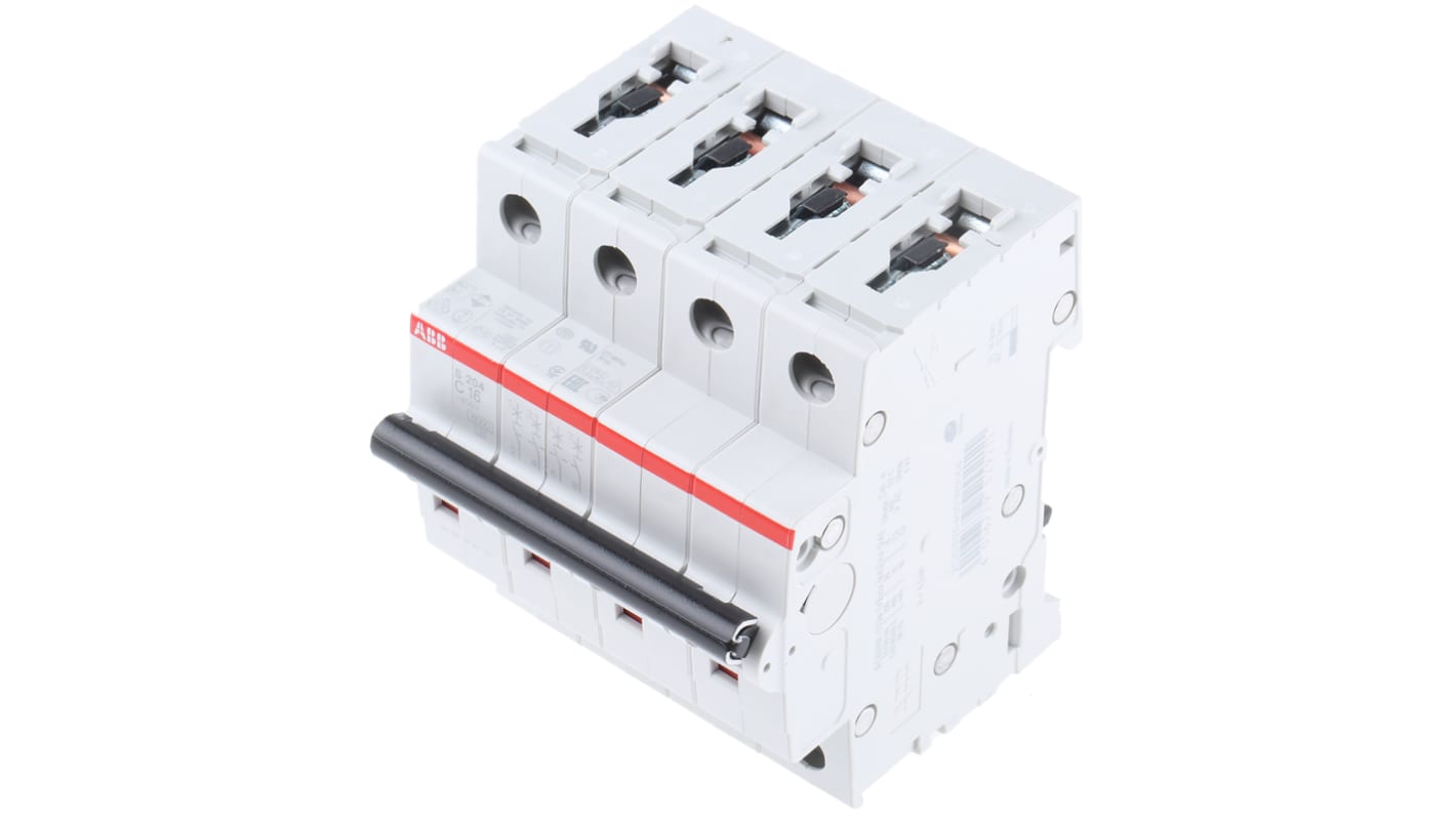 Interruttore magnetotermico ABB S204-C16, 4 poli, 16A, montaggio su guida DIN, dimensioni 69x70x88mm, grado di protezione IP20.