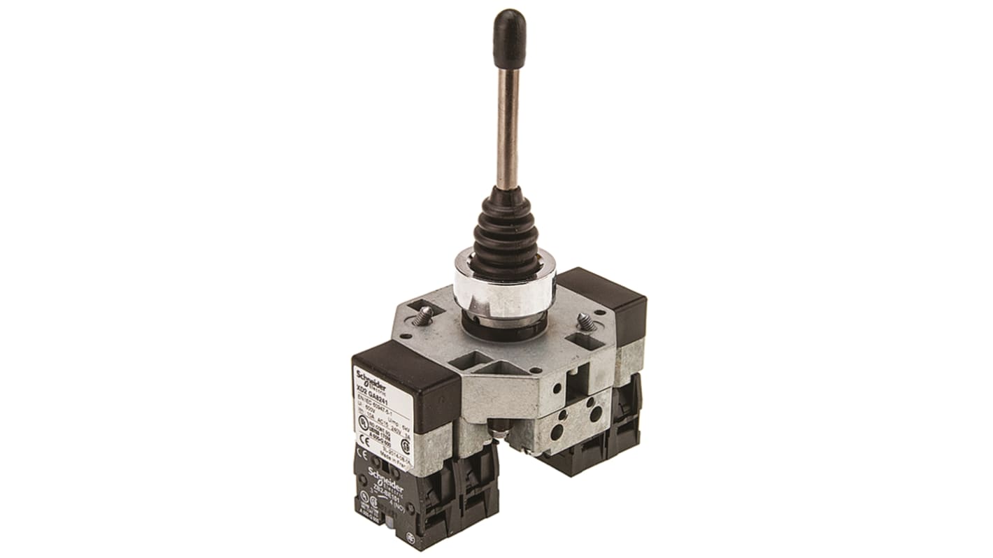 Pulsante DPST Schneider Electric, serie Harmony XD2, montaggio a pannello, IP66, diametro 22 mm, colore cromo, materiale metallico.