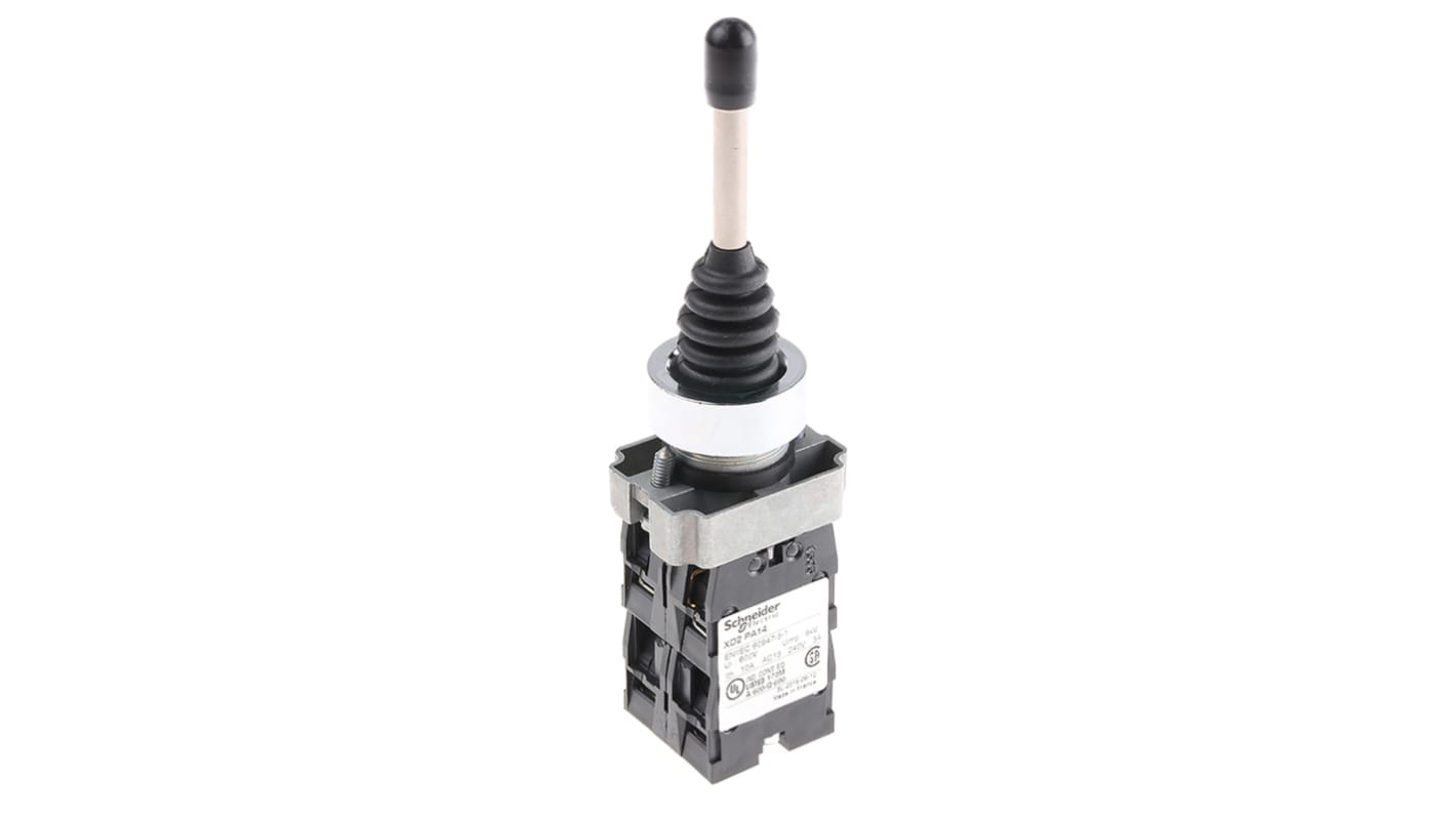 Pulsante SPST montaggio a pannello Schneider Electric, serie Harmony XD2, diametro 22 mm, protezione IP66, colore cromo.