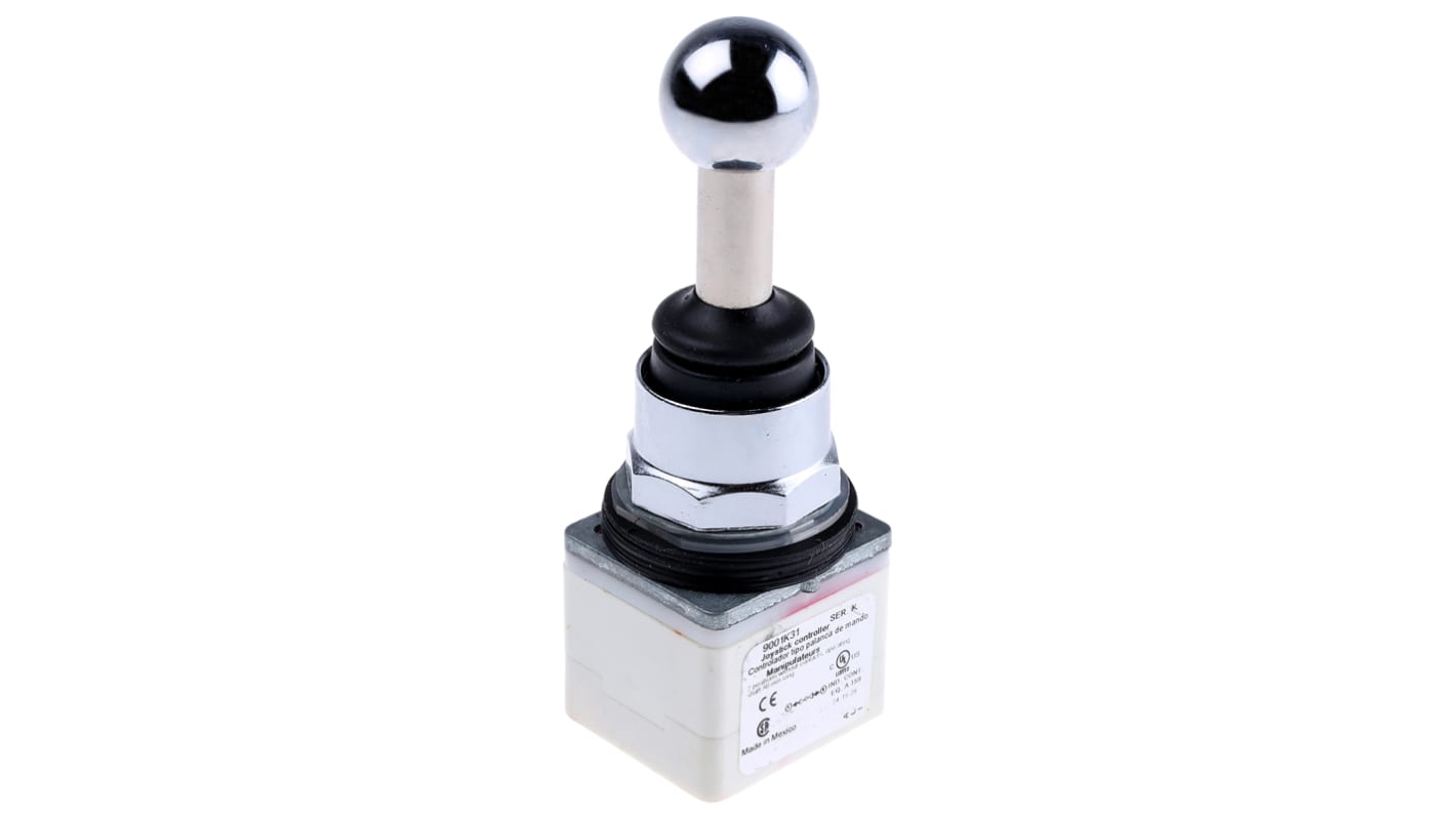 Interruttore joystick Schneider Electric 9001K31, 3 assi, IP66, per controlli industriali, resistenza a vibrazioni e urti.