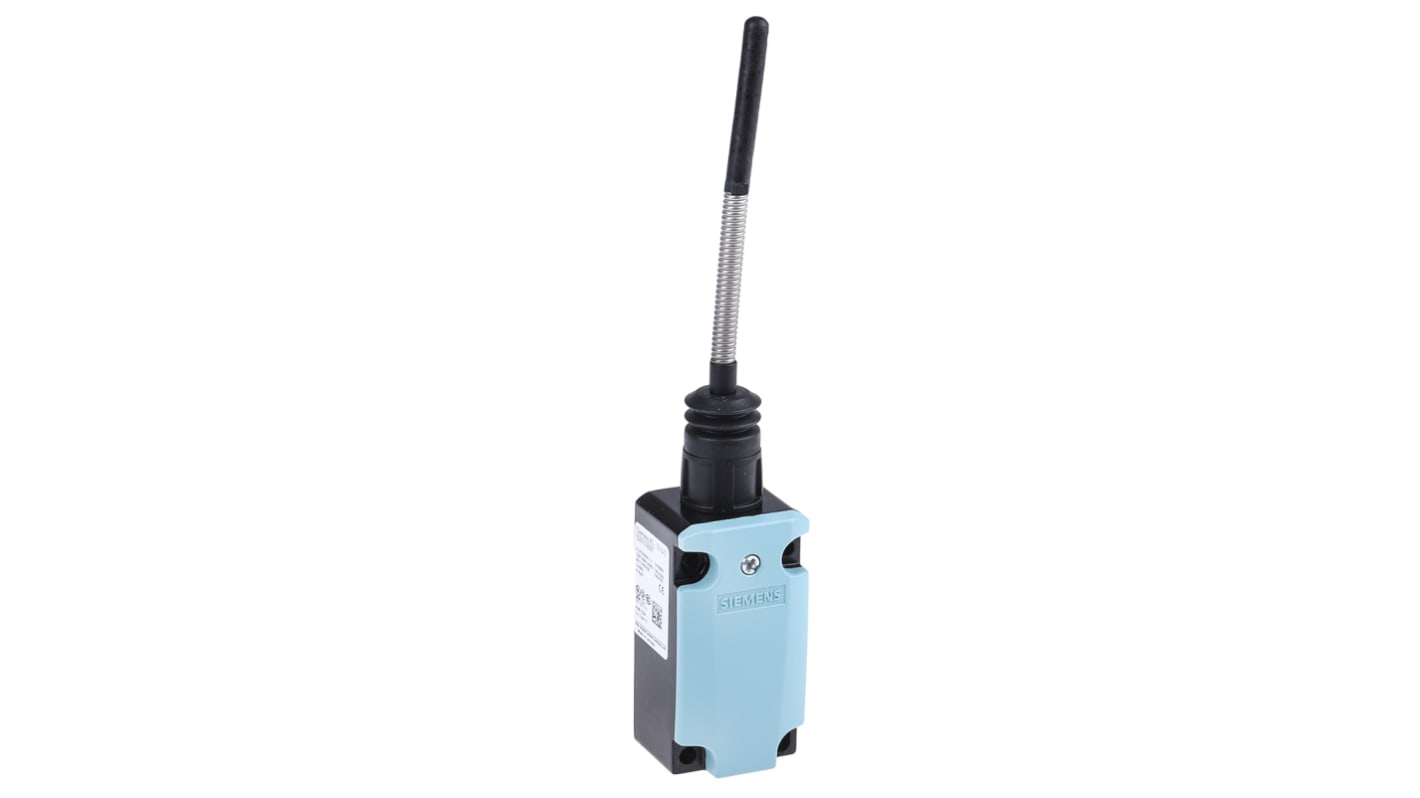 Interruttore di interblocco Siemens 3SE5112-0CR01, leva a molla, DPST, NO/NC, IP66/IP67, dimensioni 37,3 x 40,5 x 85,7 mm.