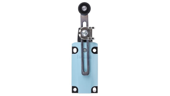 Interruttore di interblocco Siemens 3SE5112-0CH50, attuatore a leva a rullo, contatti NO/NC, protezione IP66/IP67, dimensioni 85,7 x 40,5 x 37,3 mm.