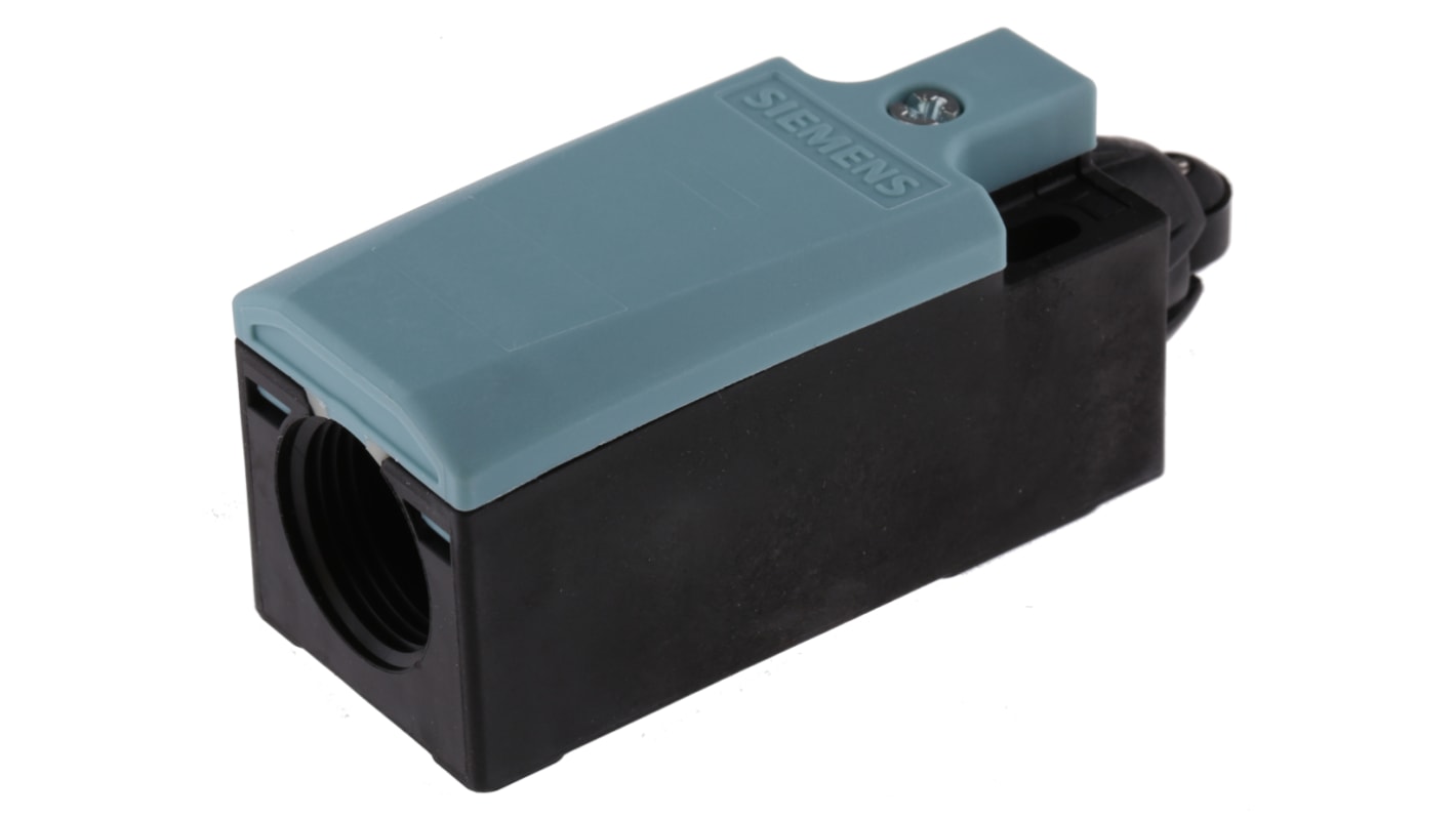 Siemens interruttore di fine corsa DPST con tasto a rotella, protezione IP65, dimensioni 75.7x33x31 mm, montaggio universale.