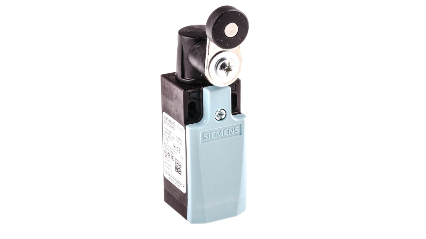 Interruttore di interblocco Siemens 3SE5232-0HK21, leva a rullo, IP65, DPST, 400V, dimensioni 75.7mm x 33mm x 31mm.