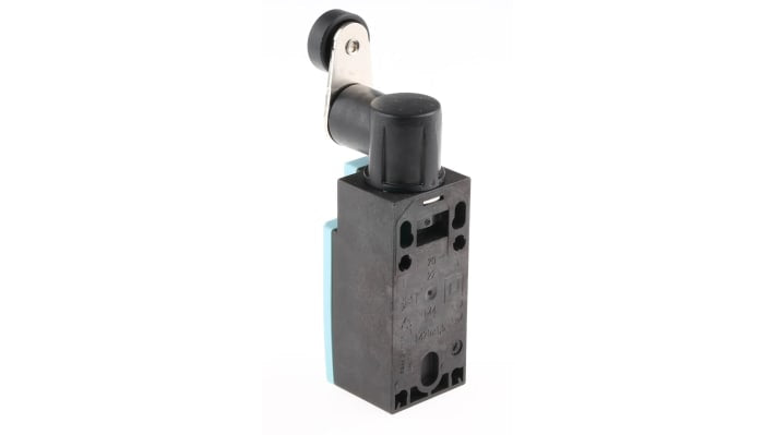 Interruttore di interblocco Siemens 3SE5232-0HK21, leva a rullo, IP65, DPST, 400V, dimensioni 75.7mm x 33mm x 31mm.