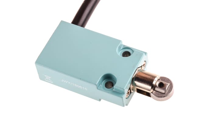 Interruttore di interblocco Siemens 3SE5413-0CD20-1EA5, tasto a rotella IP67, DPST, contatti NO/NC, custodia metallica, dimensioni 50x30x16.2 mm.