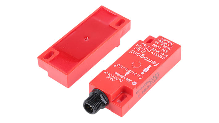 Interruttore di sicurezza magnetico Allen Bradley Guardmaster 440N-G02099, 24V cc, IP67, dimensioni 76x30x15 mm, 2NC e 1NO.