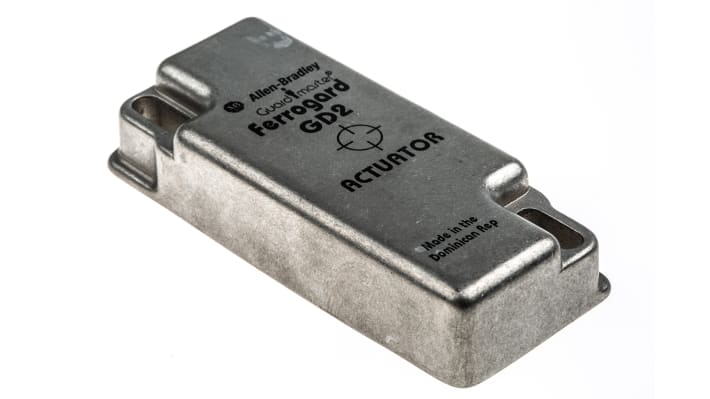 Interruttore di sicurezza magnetico Allen Bradley Guardmaster 440N-G02119, 24V cc, 2NC, IP68, dimensioni 78.5 x 33.5 x 16 mm.