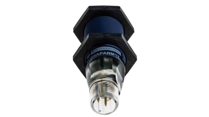 Sensore fotoelettrico cilindrico a retroriflessione Telemecanique Sensors XUB9APANM12, rilevamento fino a 2 m, uscita PNP, IP65/IP67.