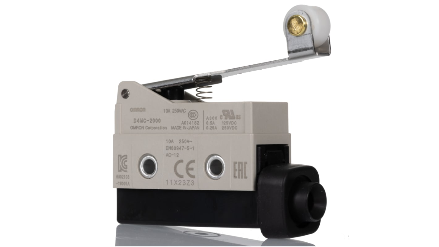 Interruttore di prossimità Omron D4MC-2000, IP67, leva a rullo, montaggio laterale, dimensioni 48,5 mm x 70 mm.