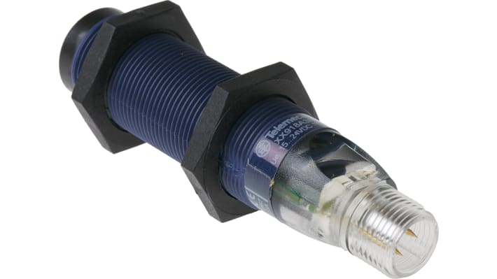 Sensore di prossimità cilindrico Telemecanique Sensors XX918A3F1M12, ultrasonico M18, uscita 0-10 V, rilevamento 50-500 mm, IP67.