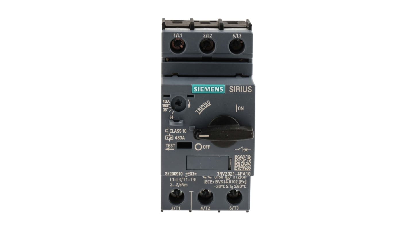 Interruttore automatico Siemens 3RV2021-4FA10 - Protezione motore 690V 40A SIRIUS - Efficienza energetica e sicurezza per applicazioni industriali.