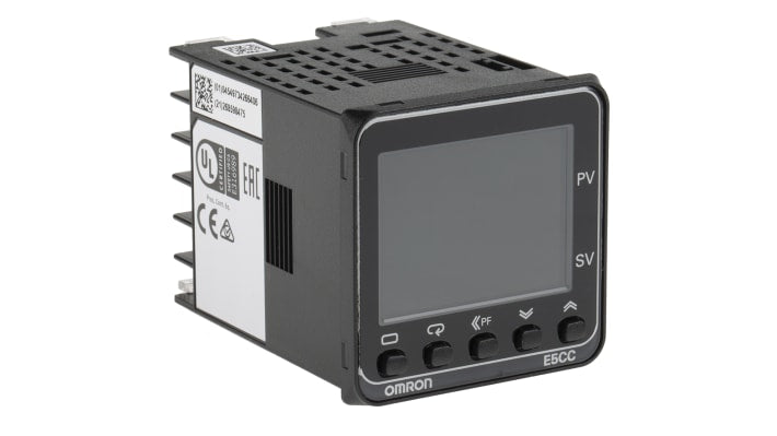 Omron E5CC-RX3D5M-000, regolatore PID digitale 48x48 mm, 24 V, montaggio a pannello, range -10/+55 °C, display LCD.