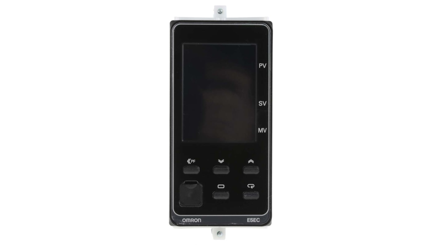 Omron E5EC-RX4A5M-000, termoregolatore PID 48x96 mm, montaggio a pannello, tensione 100-240 V, uscita relè, display LCD.