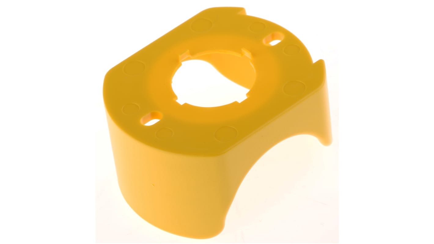 Protezione ABB per pulsante 22 mm, gialla, modulare, compatibile con pulsanti di emergenza, dimensioni 60 x 45 x 30 mm.
