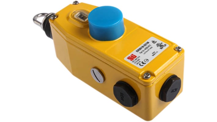 Interruttore a fune Omron ER5018-021M, NA/2NC, montaggio Diritto, grado di protezione IP67, dimensioni 205 x 90 x 74 mm.