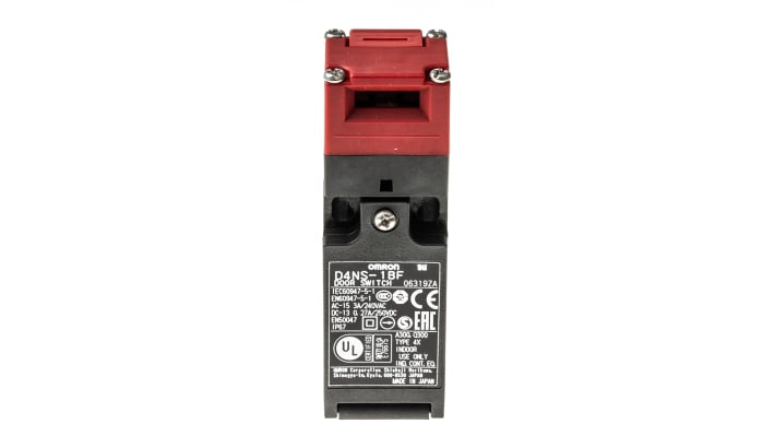 Interruttore di interblocco di sicurezza Omron D4NS-1BF, plastica, IP67, 2NC, 240 V CA, 10 A, dimensioni 96x31x30 mm.
