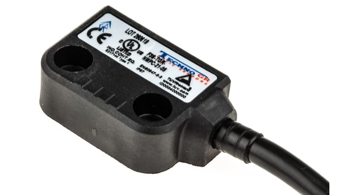 Interruttore di sicurezza senza contatto Omron F3S-TGR-NMPC-21-05, 24V cc, IP67, dimensioni 36x26x13 mm, attuatore incluso.