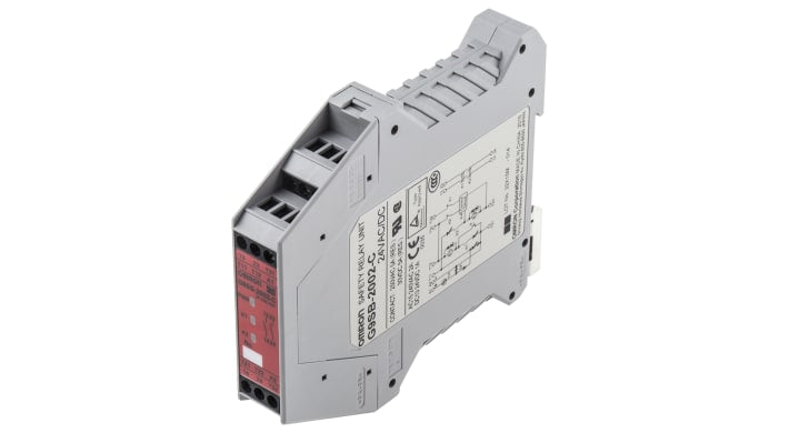 Relè di sicurezza Omron G9SB, 24V, 2 canali, 2 contatti, dimensioni 100x18x112mm, conforme a CE e CSA.