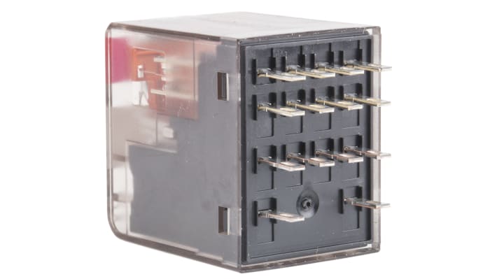 Relè di potenza Siemens LZX 4PDT, bobina 230V, montaggio a innesto, dimensioni 22.5x28x28mm, corrente 6A.