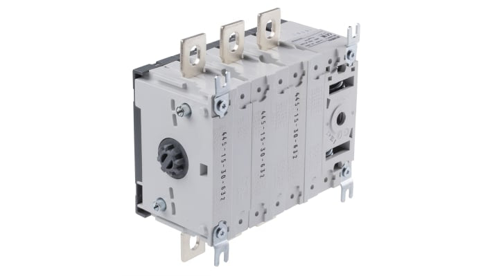 Interruttore di isolamento ABB OT160EV03P, 3 poli, 200A, 1000V, montaggio su base, grado di protezione IP65, dimensioni 145,5x100x66mm.