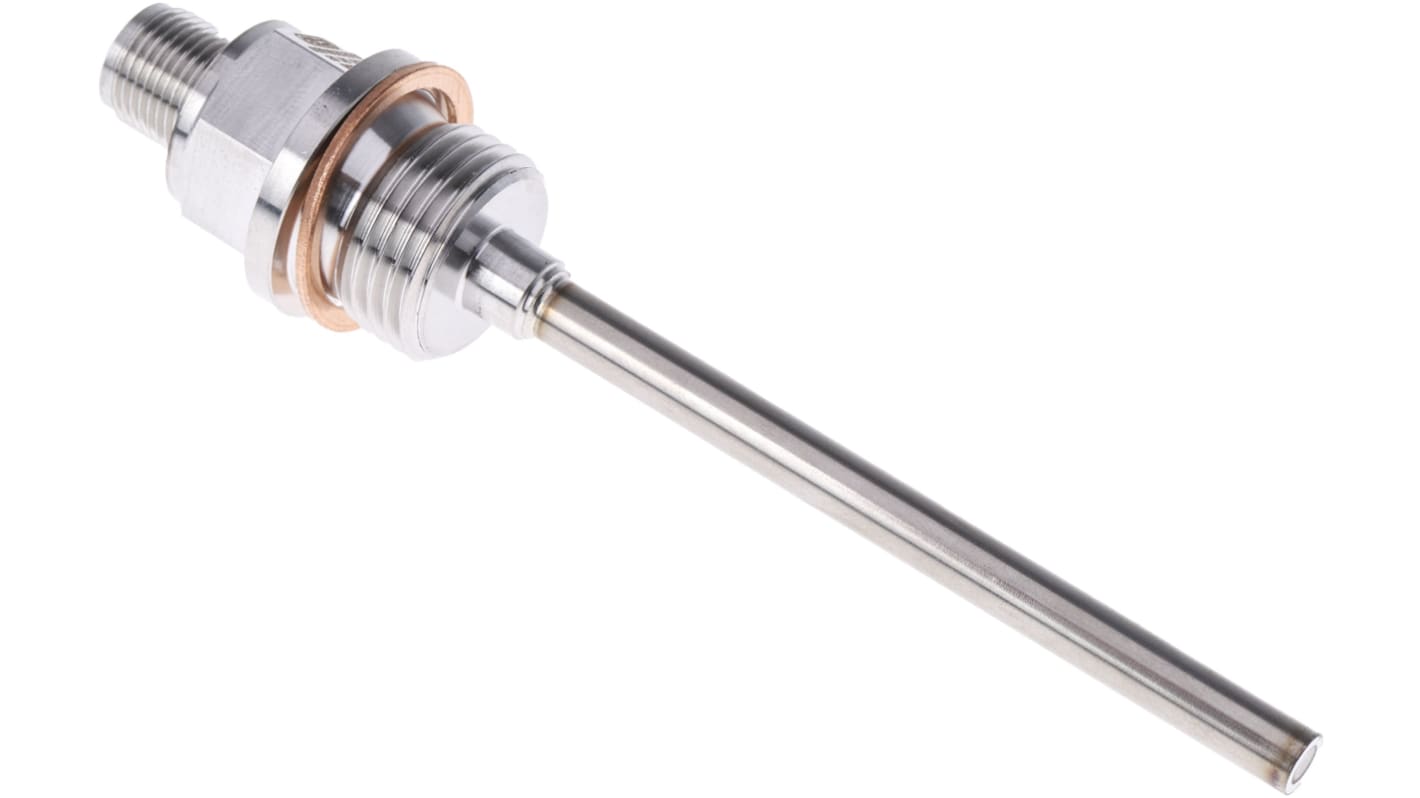 Sensore di temperatura PT100 Jumo, guaina in acciaio INOX, lunghezza sonda 100mm, grado di protezione IP67, codice 902815/10-380-1011-1-6-100-104-24/000.