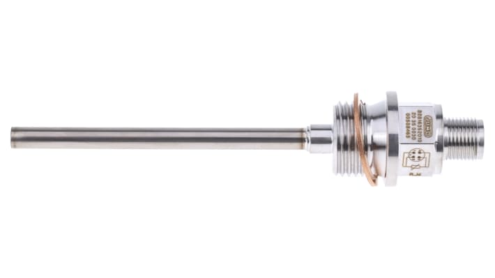 Sensore di temperatura PT100 Jumo, guaina in acciaio INOX, lunghezza sonda 100mm, grado di protezione IP67, codice 902815/10-380-1011-1-6-100-104-24/000.
