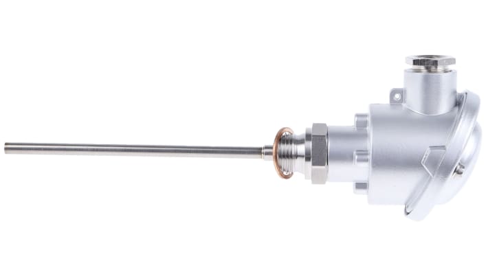 Sensore di temperatura PT100 Jumo, codice 902023/10-402-1003-1-6-150-104/000, lunghezza 150mm, guaina in acciaio INOX, max +400°C.