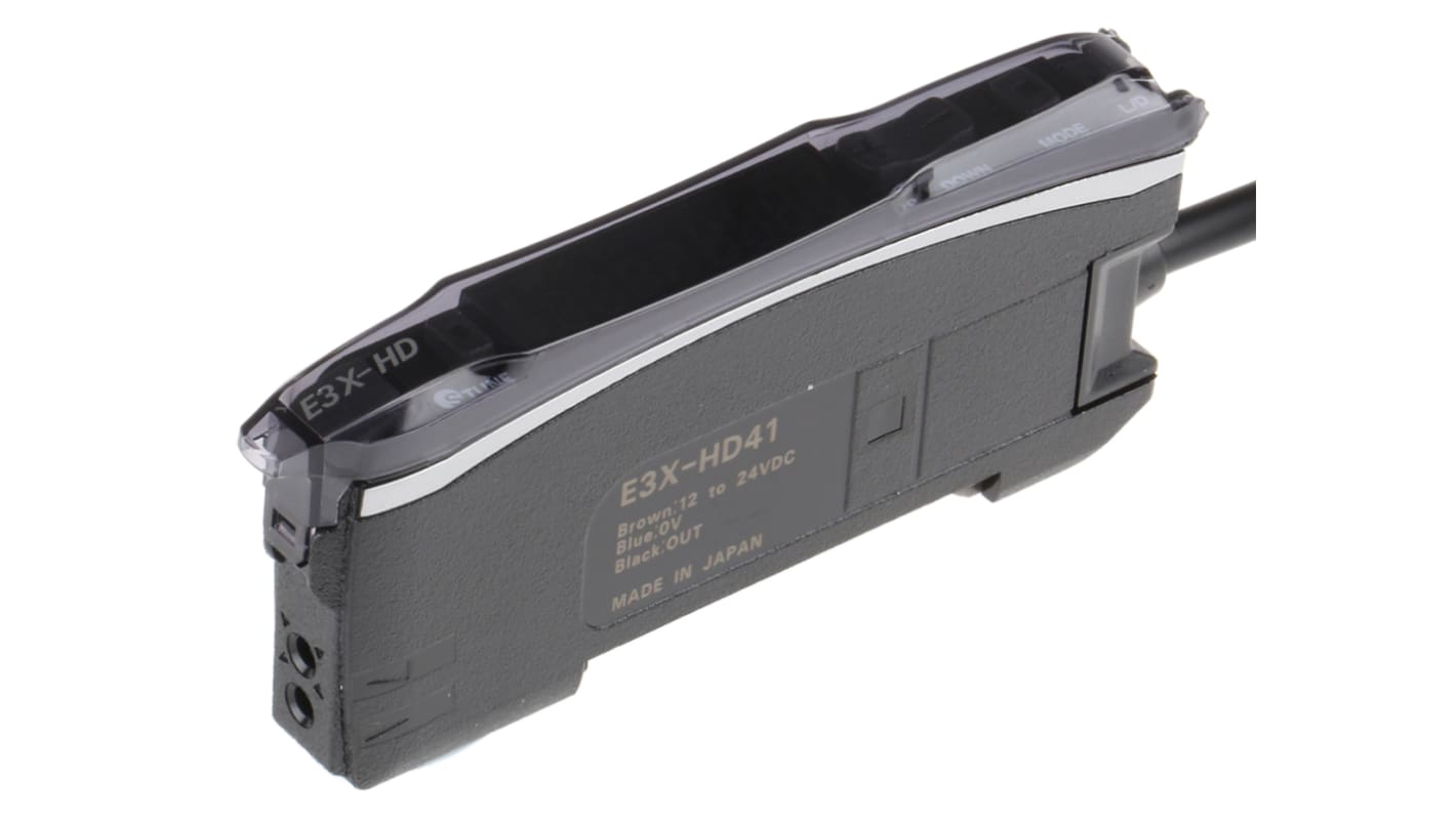 Sensore per fibre ottiche PNP precablato Omron E3X-HD41 2M, vetro, alimentazione 12-24 V c.c., grado di protezione IP50.