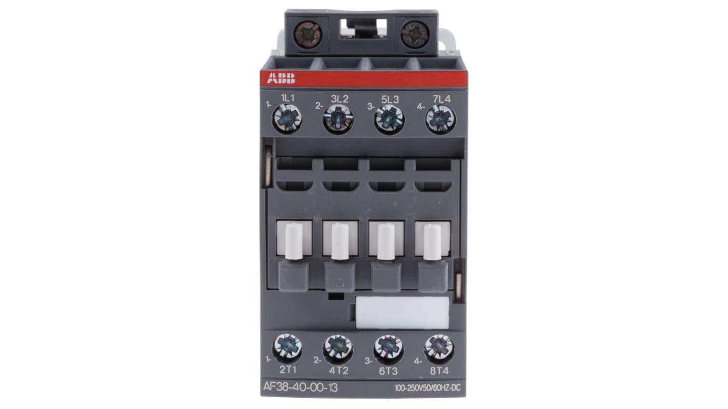 Contattore ABB 1SBL297201R1300 AF38-40-00-13, 4 poli, 4 NA, 55 A, bobina 230 V, dimensioni 45x86x101 mm.