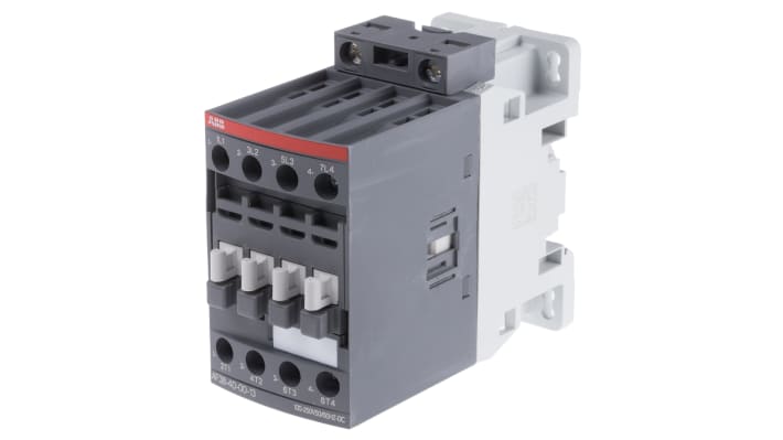 Contattore ABB 1SBL297201R1300 AF38-40-00-13, 4 poli, 4 NA, 55 A, bobina 230 V, dimensioni 45x86x101 mm.