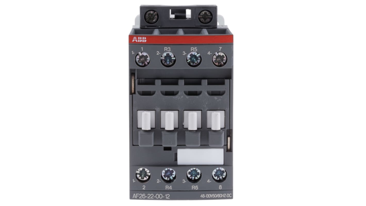 Contattore ABB 1SBL237501R1200, serie AF, 4 poli, 2 NO + 2 NC, corrente 45 A, dimensioni 45x86x101 mm, tensione 110 V.