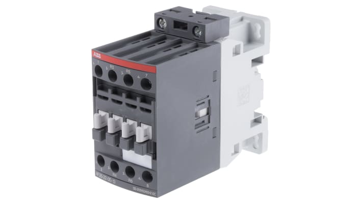 Contattore ABB 1SBL237501R1300 AF, 4 poli, 2 NO + 2 NC, 45 A, bobina 230 V, dimensioni 86x45x101 mm.