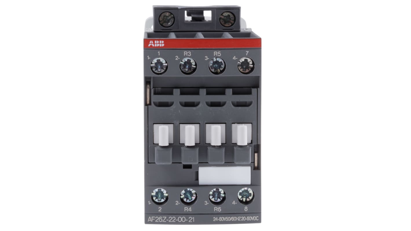 Contattore ABB 1SBL236501R2100 AF26Z-22-00-21, 4 poli, 2 NO + 2 NC, corrente 45 A, dimensioni 86x45x101 mm.