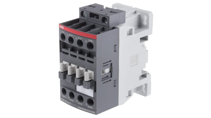 Contattore ABB 1SBL177001R1101 AF, 3 poli, 30 A, montaggio su guida DIN, dimensioni 45 x 86 x 77 mm.