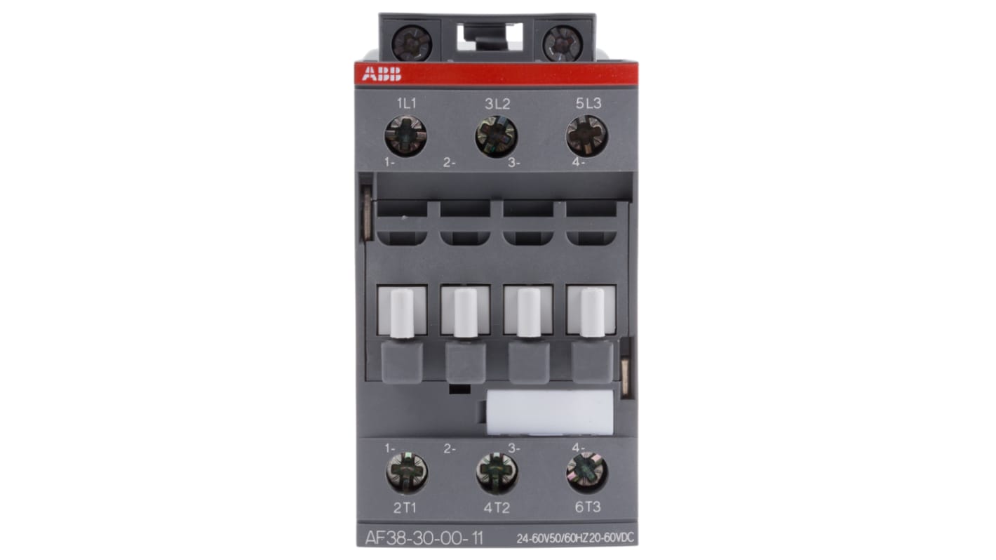 Contattore ABB 1SBL297001R1100 AF, 3 poli, 50 A, 24 V, montaggio su guida DIN, dimensioni 86x45x86 mm.