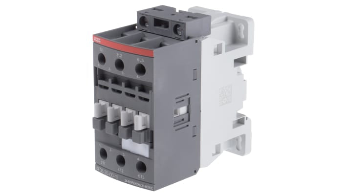 Contattore ABB 1SBL297001R1100 AF, 3 poli, 50 A, 24 V, montaggio su guida DIN, dimensioni 86x45x86 mm.