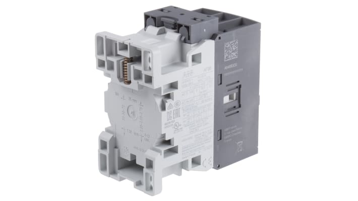Contattore ABB 1SBL297001R1100 AF, 3 poli, 50 A, 24 V, montaggio su guida DIN, dimensioni 86x45x86 mm.