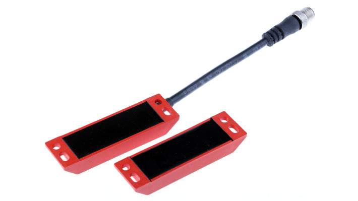 Interruttore di sicurezza magnetico codificato Telemecanique Sensors XCSDMP700L01M12, 24V cc, IP67, per macchine industriali. Ideale per monitorare porte e coperture, con distanza di commutazione di 8 mm.