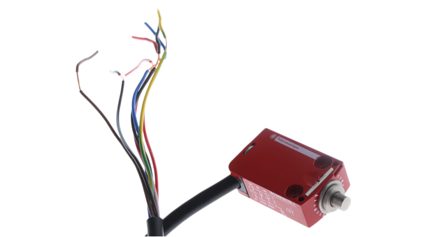 Telemecanique Sensors, interruttore di fine corsa XCSM3910L1, attuatore stantuffo 2NC/1NA, protezione IP66/67, dimensioni 60x30x16 mm.