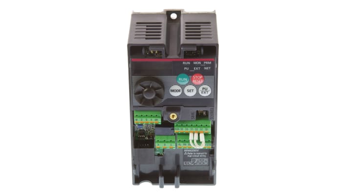 Mitsubishi Electric FR-D720S-008SC-EC, inverter monofase 0,1 kW, dimensioni 128x68x80,5 mm, interfaccia RS485.