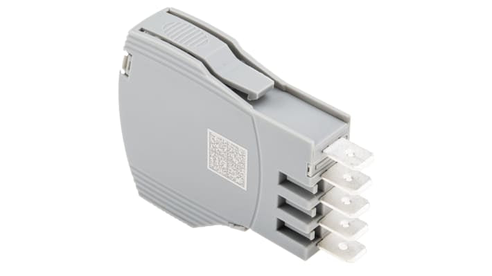 Interruttore elettronico di circuito Phoenix Contact, 6A, 24V, montaggio su base, larghezza 12.3mm, con controllo remoto.