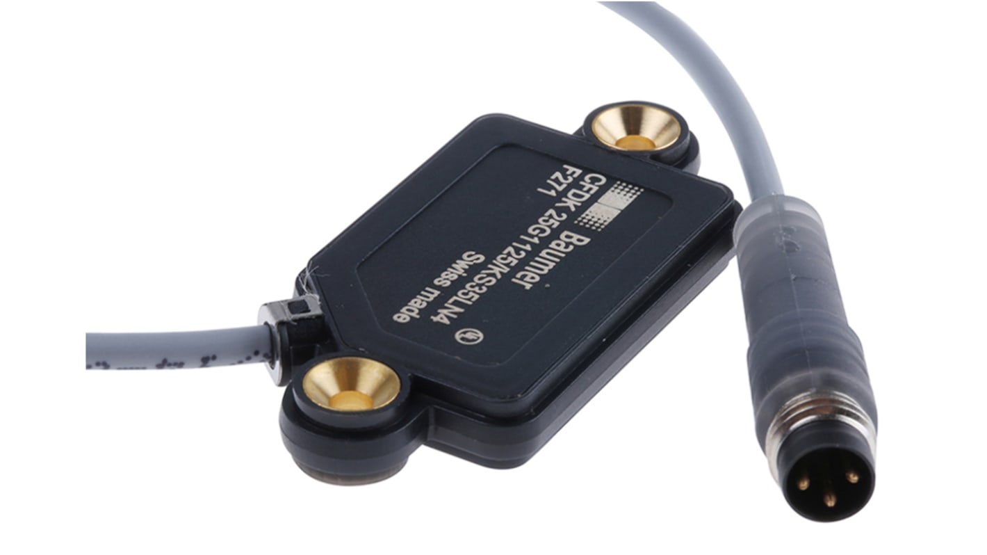 Sensore di prossimità capacitivo Baumer CFDK 25G1125/KS35LN4, PNP, rilevamento 8 mm, IP65, connettore M8 a 3 pin.